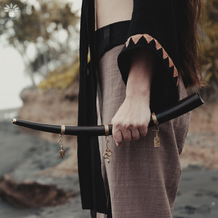 Each Rose Wood Tepi, with Bronze Cups, is handcrafted for quality, ensuring a unique and reliable tool for your rituals.

