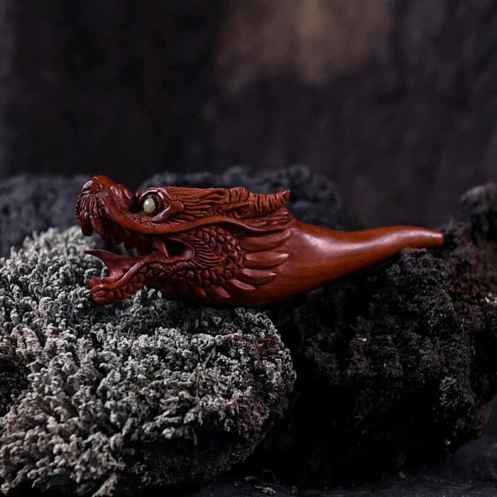 Carved wood smoking pipe «Dragon»