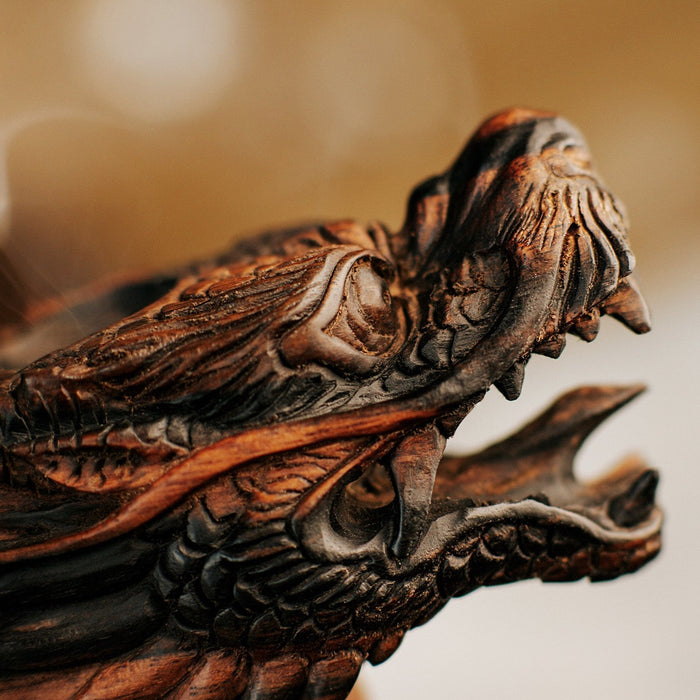 Carved black wood smoking pipe «Dragon»