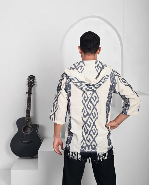 Ethnic boho style kimono with hood