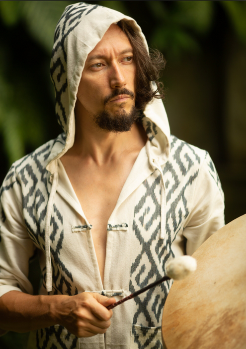 Ethnic boho style kimono with hood