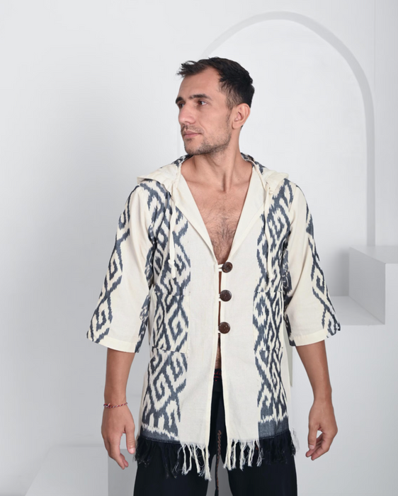 Ethnic boho style kimono with hood