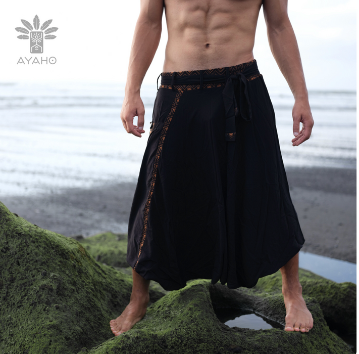 Alladine boho pants with brown pattern grey