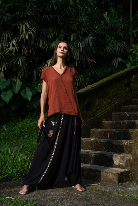 Alladine boho pants with white pattern
