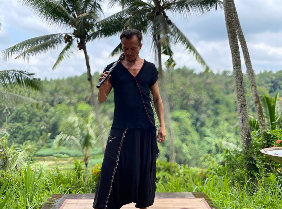 Alladine boho pants with white pattern