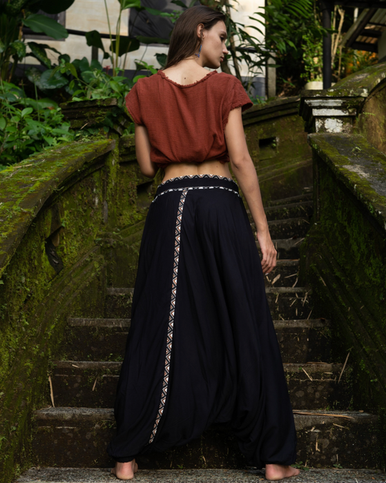 Alladine boho pants with white pattern