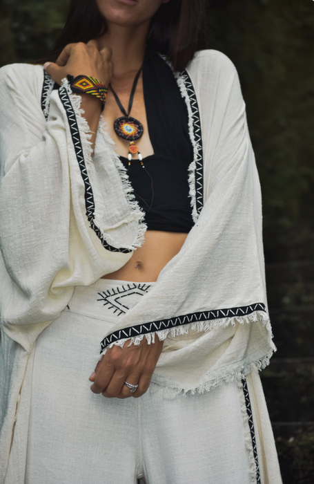 Long Cotton Boho Kimono Cardigan