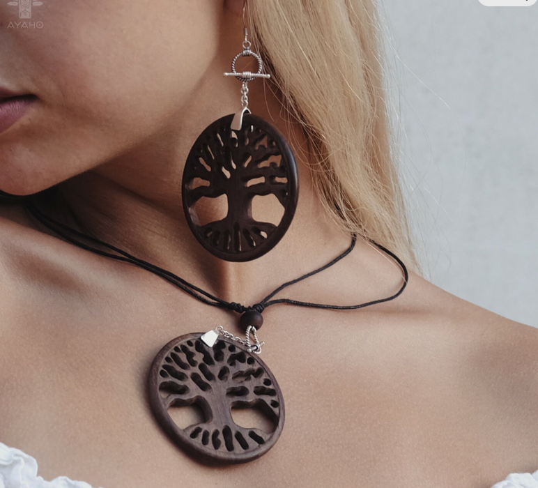 "Tree Of Life" Rosewood & Silver Amulet