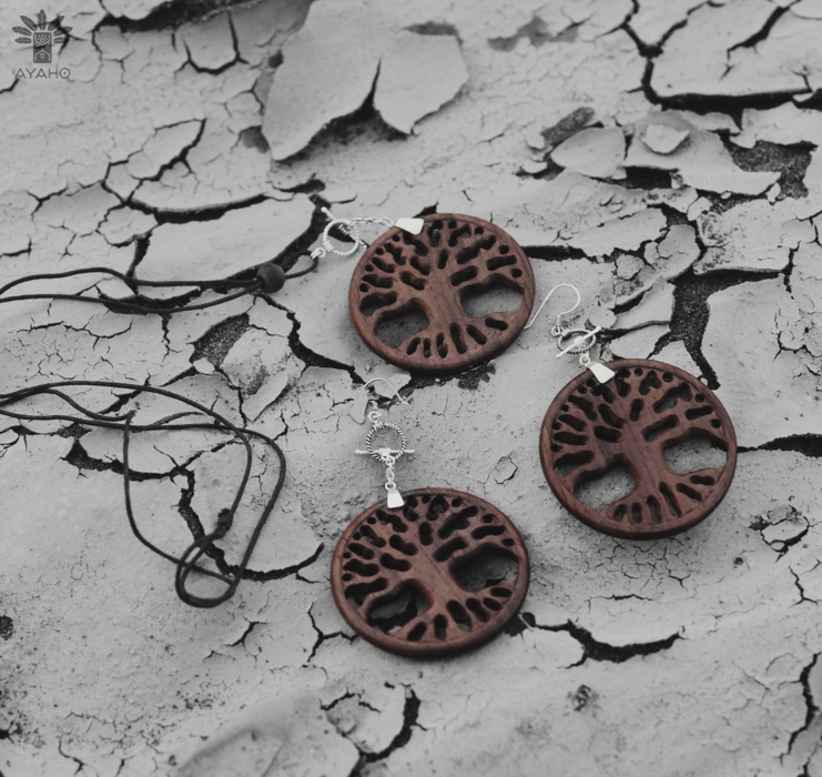 "Tree Of Life" Rosewood & Silver Amulet