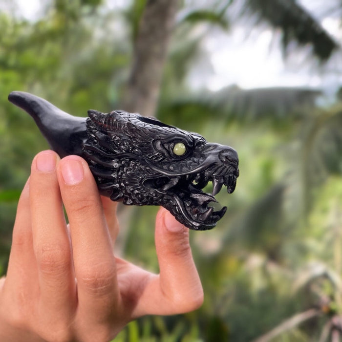 Carved wood smoking pipe «Dragon»