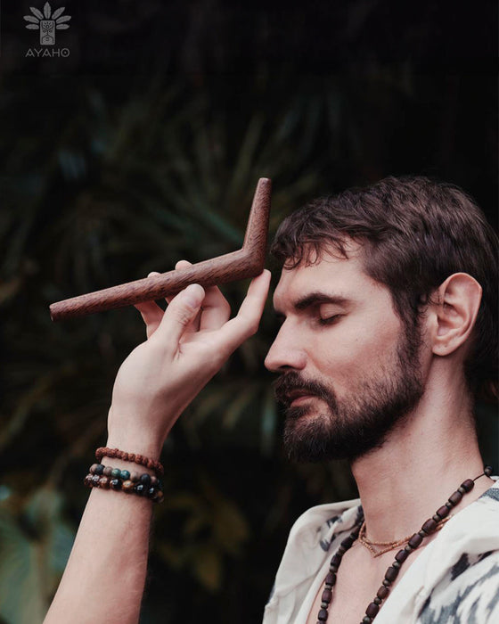 Classic Coconut Wood Tepi, ideal for hape snuff, enhancing your connection to traditional shamanic practices.