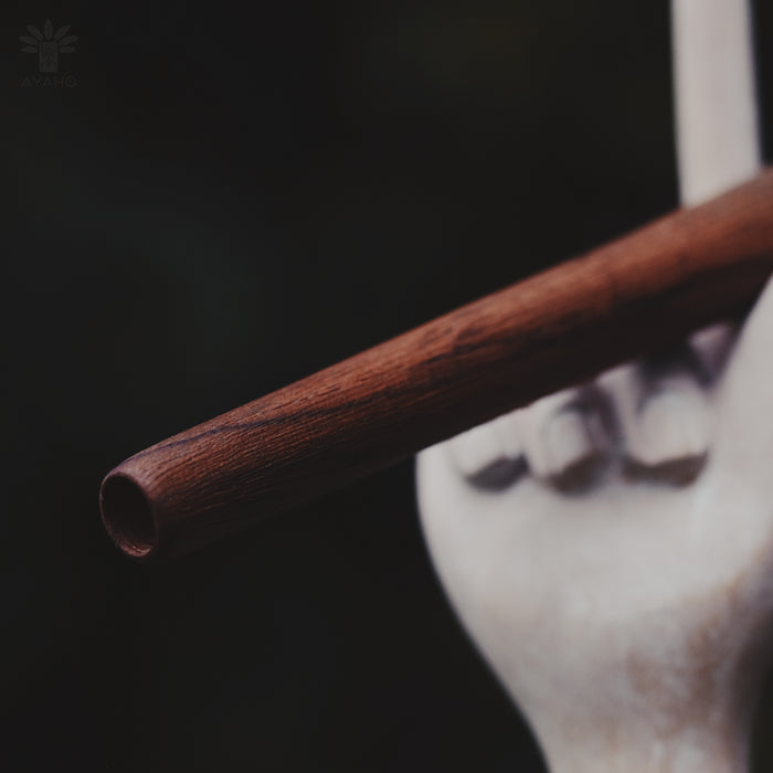 Close-up of a wooden stick against a dark background