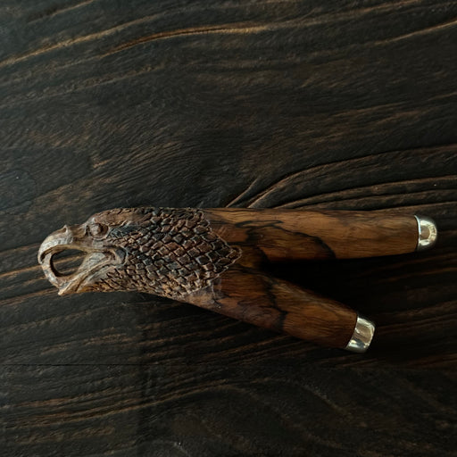 TOTEM "POWER EAGLE" CARVED KURIPE PIPE FOR HAPE SNUFF, intricately designed to enhance spiritual practices, symbolizing strength and vision while providing a unique and powerful tool for hape ceremonies.