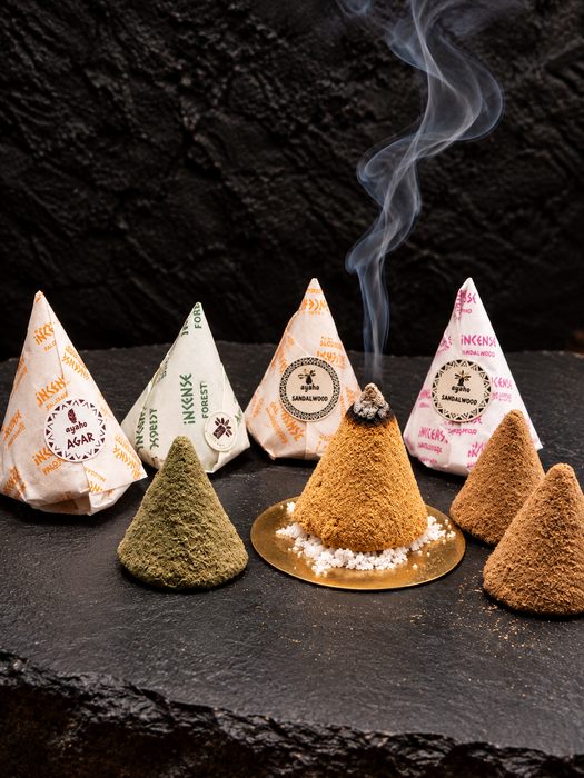 Natural Incense Cones Gift Set | Agarwood Oud, Sandalwood, Palo Santo & Forest Cedar