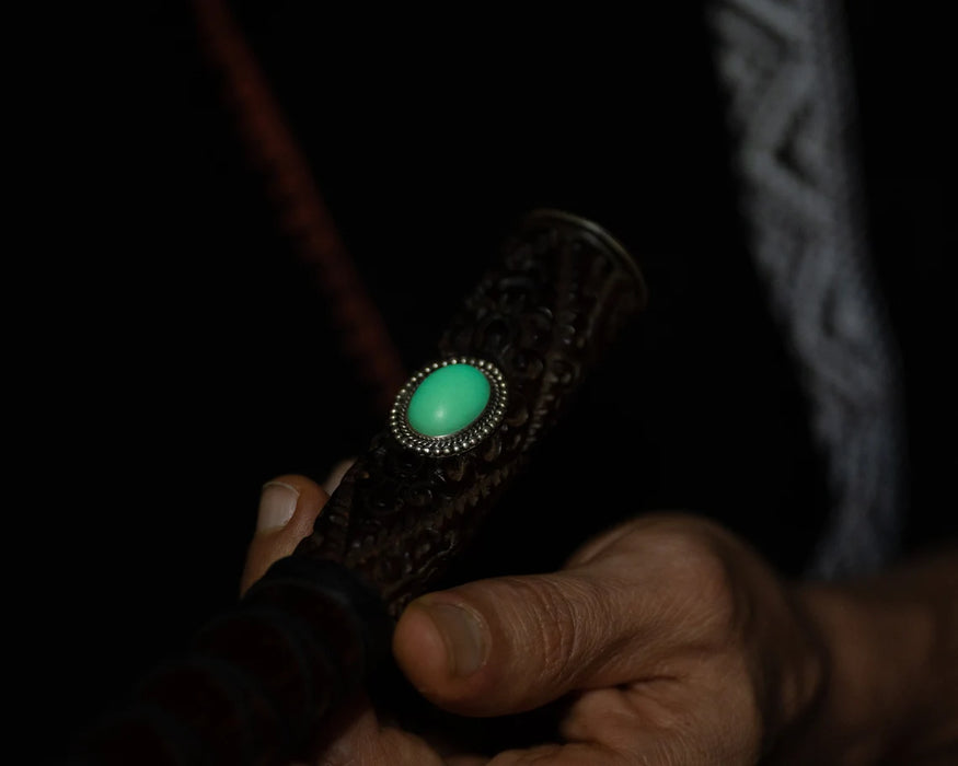 Rosewood Ceremonial Pipe with Ye Ming Zhu Stone | Pipe for Meditation
