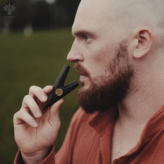 Kuripe From Volcanic Stone model V -   bronze logo