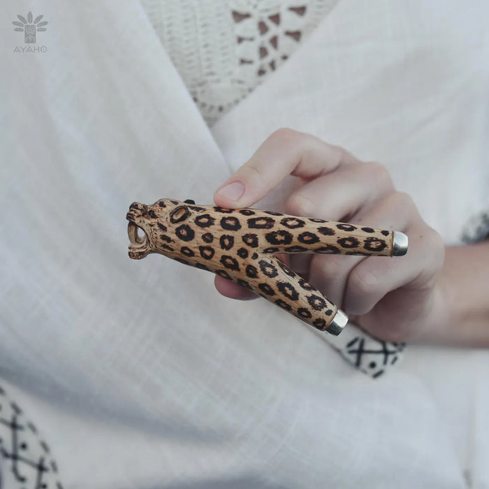 Jaguar Kuripe Pipe - Handmade Shamanic Hape Snuff Applicator