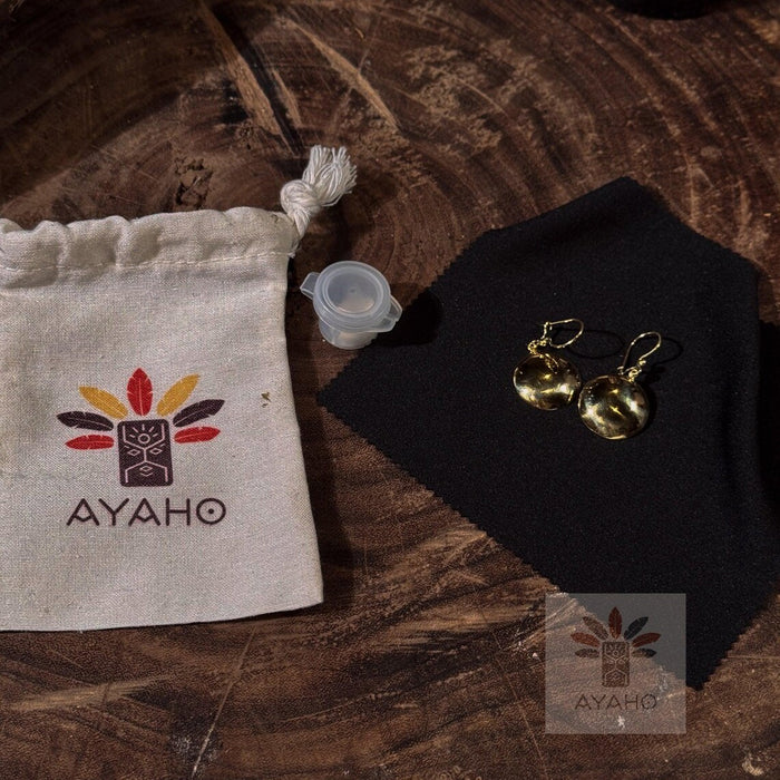 Set of earrings "Shaman's Mirror" made of bronze