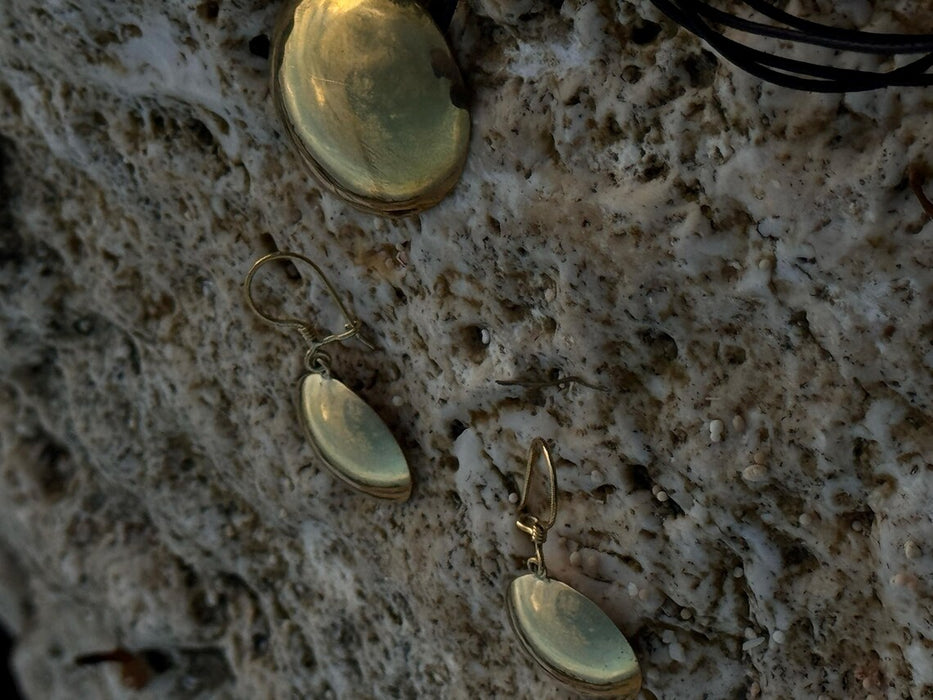 Set of earrings "Shaman's Mirror" made of bronze