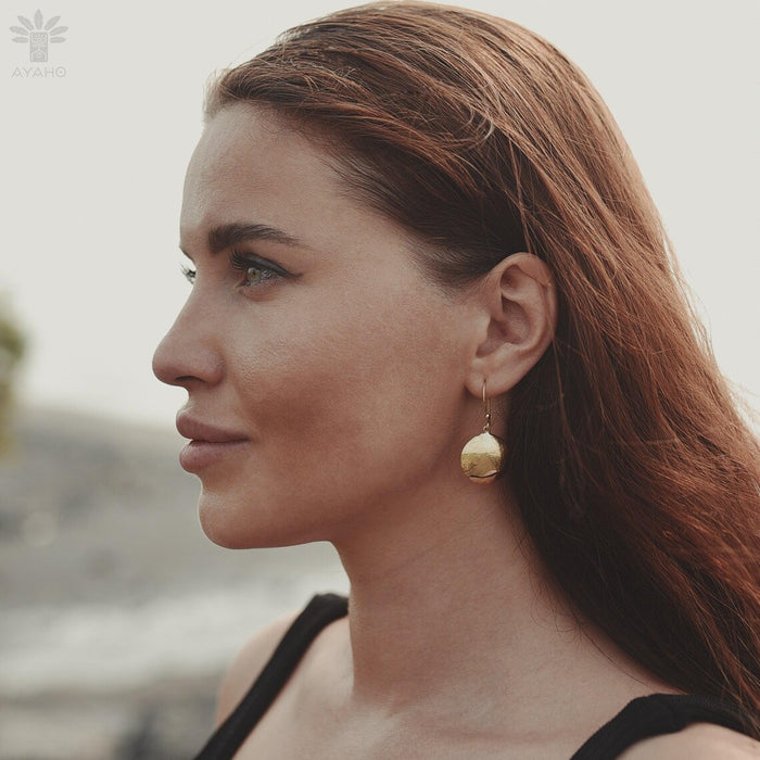 Set of earrings "Shaman's Mirror" made of bronze