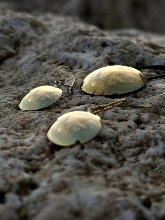 Set of earrings "Shaman's Mirror" made of bronze