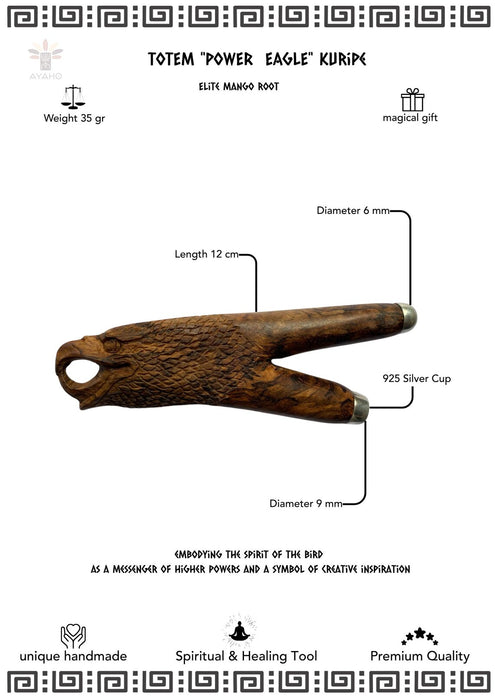 Hand Carved Eagle Kuripe Pipe