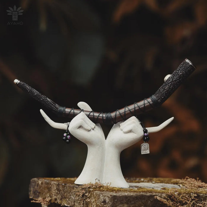Rosewood Ceremonial Pipe with Ye Ming Zhu Stone | Pipe for Meditation