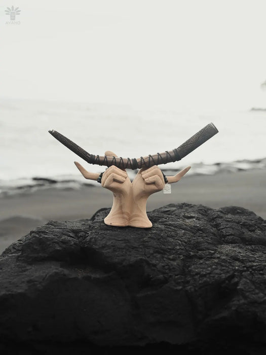 Rosewood Ceremonial Pipe with Ye Ming Zhu Stone | Pipe for Meditation