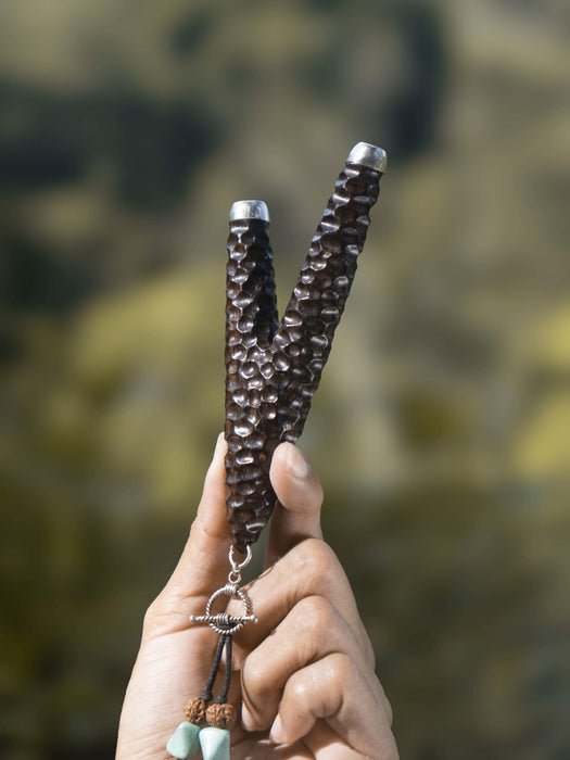 Rosewood Kuripé with Silver Cups – Handmade Rapé Applicator