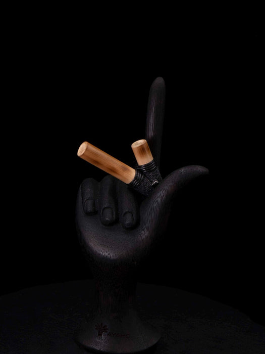 Bamboo wood Kuripe with lava and stone