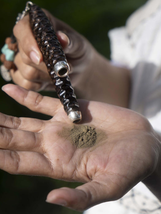 Rosewood Kuripé with Silver Cups – Handmade Rapé Applicator