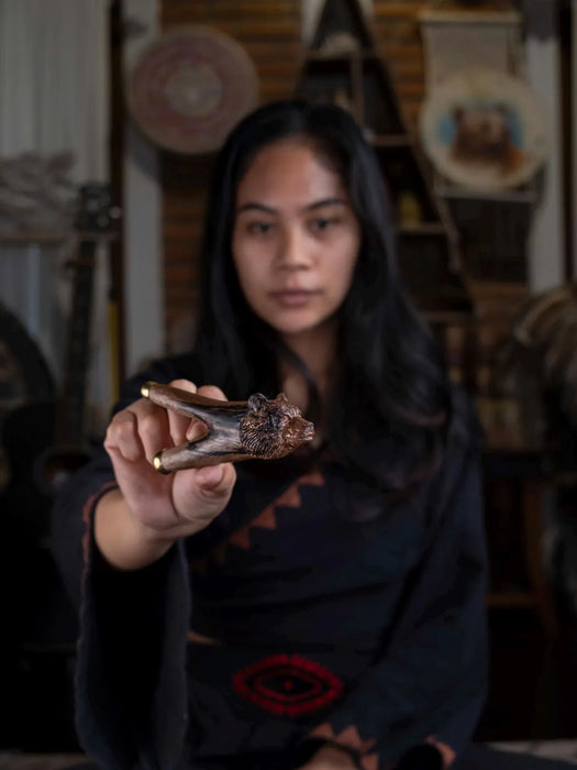 Rosewood Bear Kuripé with Silver Cup