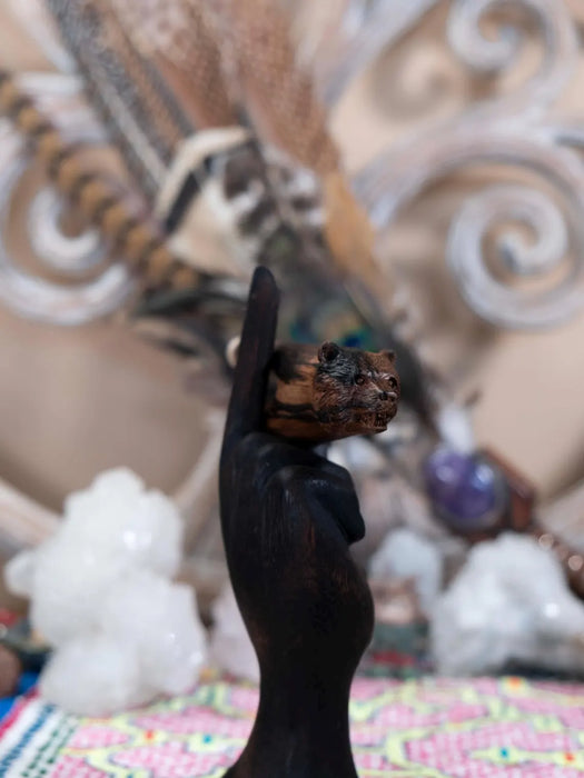 Rosewood Bear Kuripé with Silver Cup