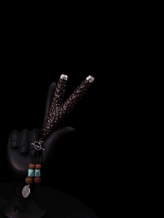 Rosewood Kuripé with Silver Cups – Handmade Rapé Applicator