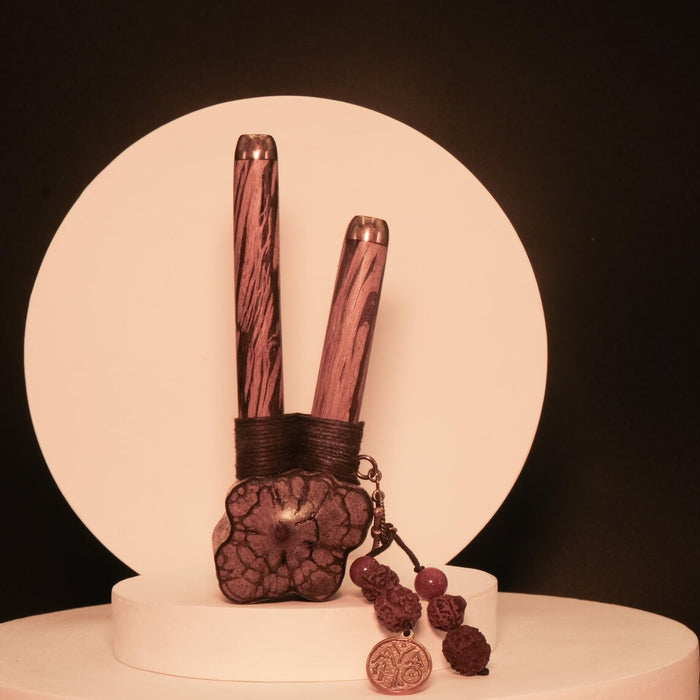 BANIAN wood Kuripe with bronze cups