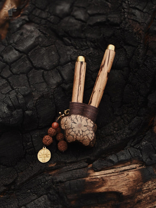 BANIAN wood Kuripe with bronze cups