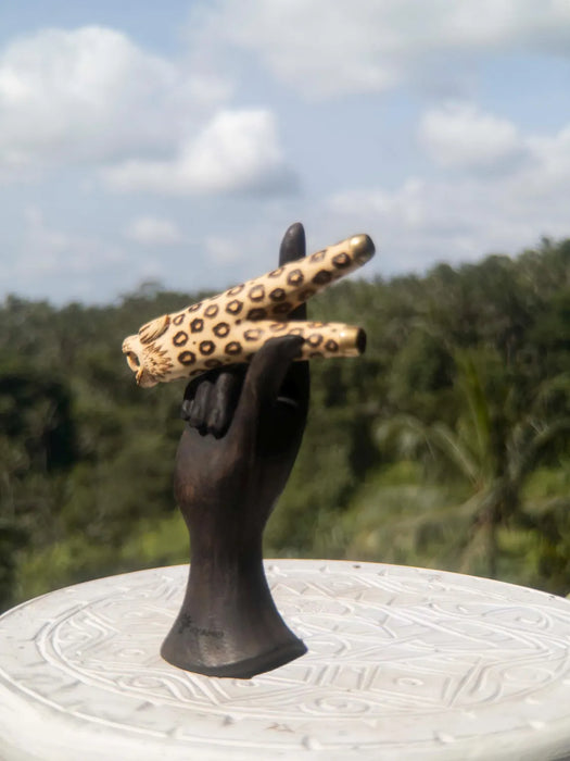 Jaguar Kuripe Pipe - Handmade Shamanic Hape Snuff Applicator