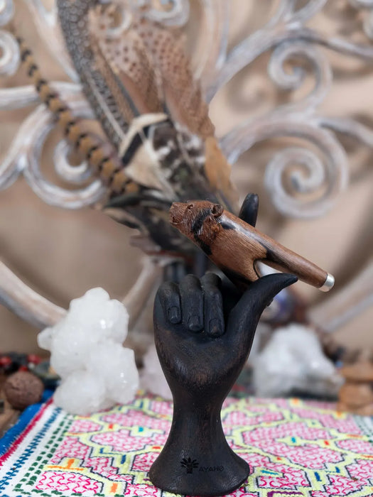 Rosewood Bear Kuripé with Silver Cup