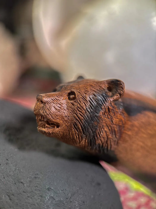 Rosewood Bear Kuripé with Silver Cup