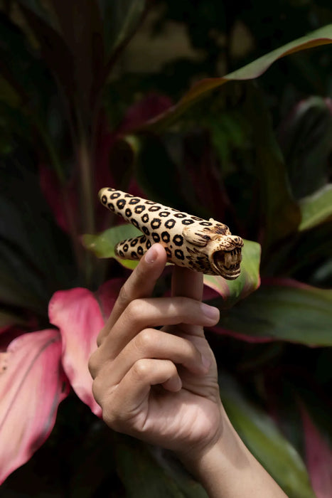 Jaguar Kuripe Pipe - Handmade Shamanic Hape Snuff Applicator