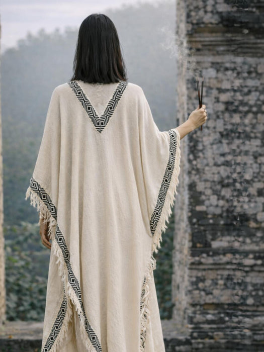 Boho Kimono – Handmade Cotton Festival Robe with Ethnic Embroidery