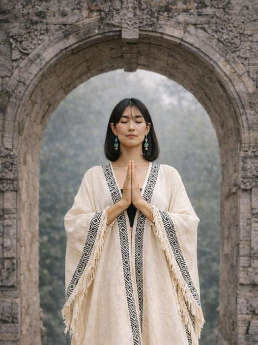 Boho Kimono – Handmade Cotton Festival Robe with Ethnic Embroidery