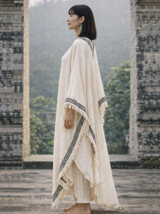 Boho Kimono – Handmade Cotton Festival Robe with Ethnic Embroidery