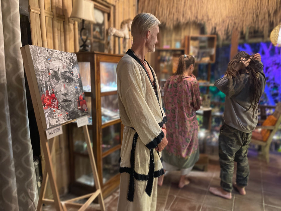 Boho kimono robe • Tribal clothing • Organic poncho • Bohemian clothing • Handmade kaftan • Boho unisex robe • Cotton mesh cardigan