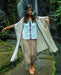 Long Cotton Boho Poncho Kimono Cardigan : Unisex Shaman Clothing - Handmade Ritual Robe Boheme Chic - Beach Coverup