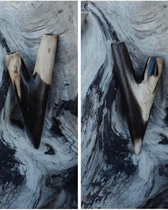 Petrified Wood Kuripe Pipe for Hape Snuff - Kuripe Petrified Wood - Hape Applicator - Shamanic Tools - Kuripe Necklace - Herbal Medicine