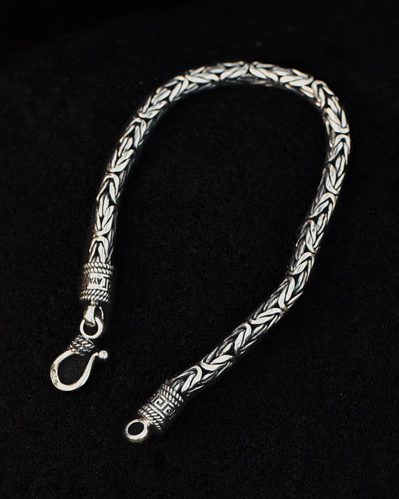 Ethnic Silver Bracelet | Unisex Tribal Bracelet | Handmade Boho Jewelry | Adjustable Sterling Silver Bracelet | Bohemian Cuff Bracelet