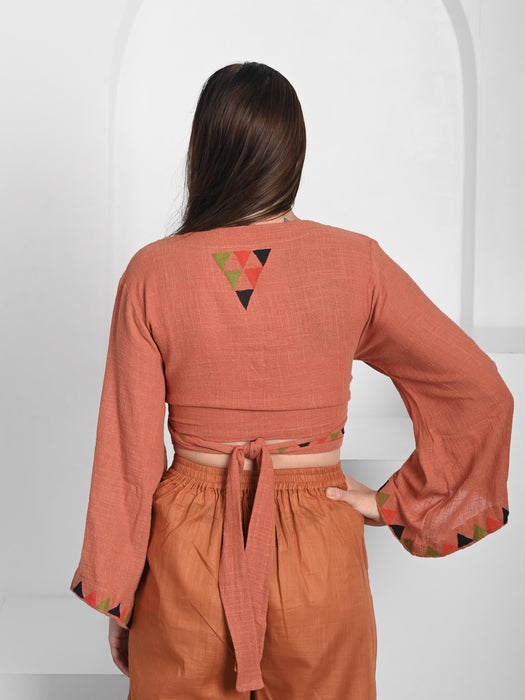 Boho Top - Yoga Wear - Crop Top And Skirt Set - Wrap Skirt Cotton - Shaman Clothing - Bohemian Clothing