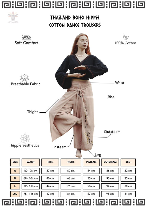 Dance Trousers- Thailand Boho Hippie Cotton – Magical Pattern, Comfortable Festival Pants, Unisex Yoga & Lounge Wear