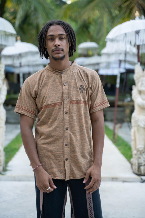 Men’s Tribal Cotton Sleeveless Shirt – Hand Printed, Boho Festival Tank, Shamanic Style, Soft Knit, 100% Cotton, Ethnic Pattern